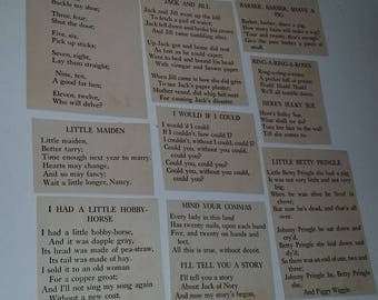 Q 1960's nursery rhymes storybook poems clippings words text paper ephemera supplies art mixed media