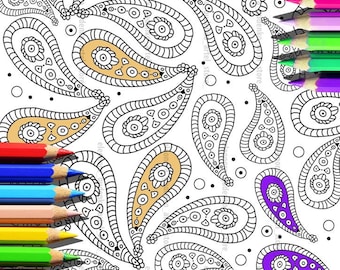 Paisley colour page,Instance download,Art,Colour pages,Decor home,Art therapy,Gift friends,Hand made,Digital,Digital graphic,Colouring pages