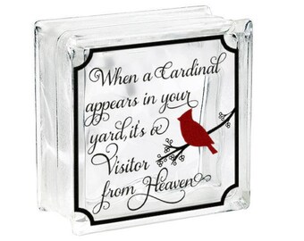 DIY Christmas Decoration Glass Block Decal Christmas Vinyl Decal for Glass Block Christmas Light Glass Block Sticker When a Cardinal Appears