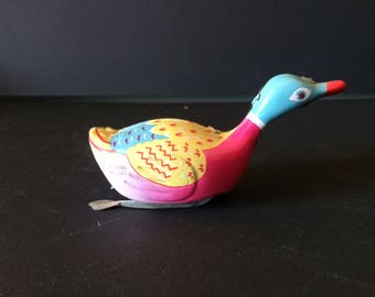 Vintage Toy, Tin Toy, Wind Up Toy, Tin Duck, Wind Up Duck - 1970