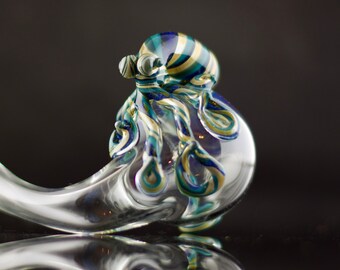 Octopus Sherlock Pipe / Sherlock / Glass Smoking Bowl / Glass Smoking Bowl / Pyrex Pipe / Clear & Artist Swirl / Ready to Ship #674