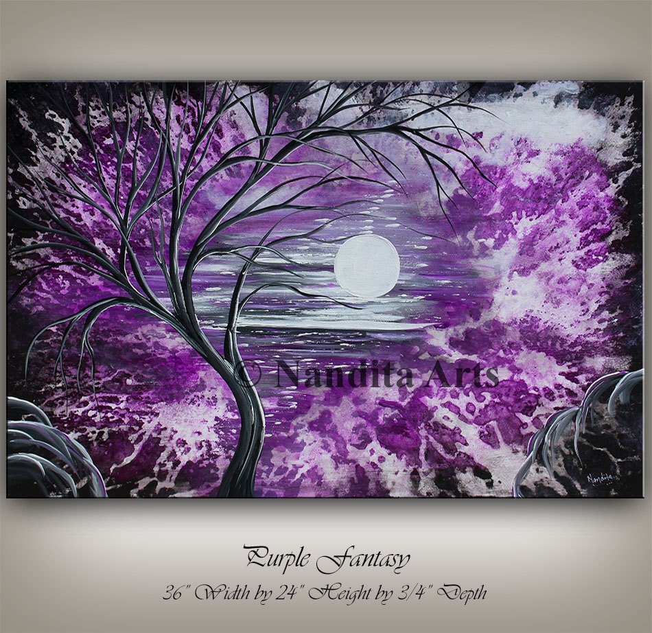 Original abstract painting art on canvas MODERN ART Purple