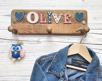 Child's bedroom hooks | Personalised hooks | Bedroom hooks | Custom kid's hooks | New baby gift | Kid's Room Hooks | Robe Hooks