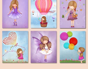 Art prints kids room,Set of 6 kids wall art, Kids wall art, art for girls room, nursery art girls, posters, childrens room decor, kids room