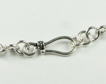 Adjustable Hook and Ring Clasp for 2 Strands, Bali Sterling Silver Jewelry Clasp, solid sterling silver, jewelry findings (1 set)