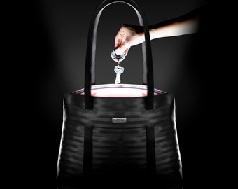 Convertible seatbelt bag with integrated light inside , tote bag, crossbody bag, backpack