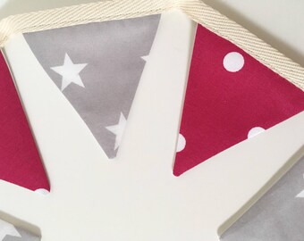 Grey stars and pink spots mini bunting