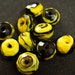 1 yellow and black FACETED glass BEAD