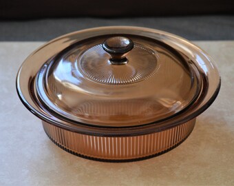 Corning Vision/Amber Vision/Casserole with Lid/1 Quart Dish/Vision Covered Dish/Corning Casserole/Brown Vision/80s
