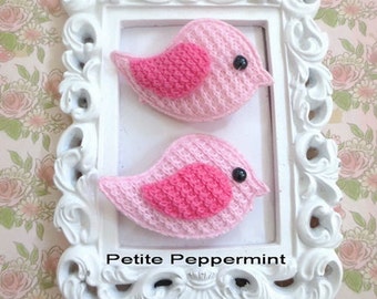 Set of Two Pink Bird hair clip, baby hair clip, toddler, girl hair clip, baby barrette, girl barrette