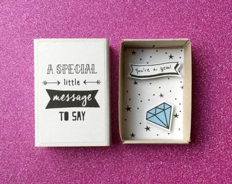 You're a gem - Diorama matchbox - Gemstone card - Blue diamond - Card for dad - Friendship gift - Gift for him - Anniversary card