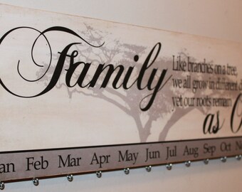 Family Birthday Board Wood Sign - Custom Wooden Birthday Board Calendar, Family Calendar Board, Celebration Board - Family Tree