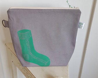 Pewter Sock Print Project Bag