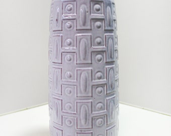 Vintage Carstens Tonnieshof E.3.30 Tall Geometric Pattern Ceramic Off White Floor Vase (World Series) Retro Fat Lava Relief West Germany