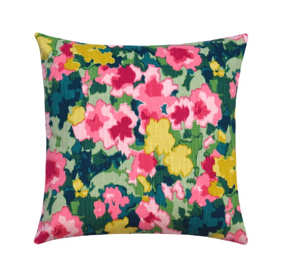 Floral Pillow Cover in Pink Yellow Green Teal Green Madcap