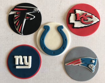 NFL Edible Fondant Cupcake Toppers