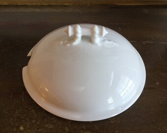 White Ironstone Soup Tureen Lid with Ladle Opening ~ Round Ironstone Lid ~ Rope Handle ~ Ironstone Dish Lid ~ Lid for Soup Dish