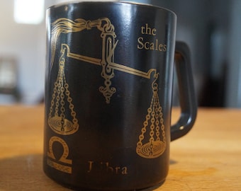 Libra Mug, Horoscope Mug, The Scales Mug, Vintage Mug, Sixties Mug, Vintage Coffee, Birthday Mug