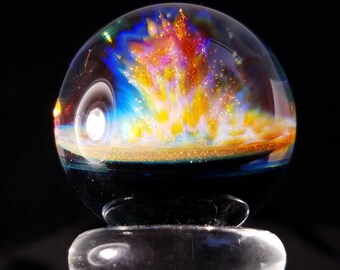 Marmor / ball "Eruption", 33 mm Glas Kugel / 1.3, Glas, Marmor, Glas, Marmor, Sammlung, Nofumefumetech, fumecomb