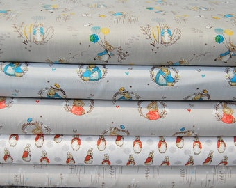 Beatrix Potter Peter Rabbit, Mrs Rabbit & Flopsy Cotton Fat Quarter - New Designs in Stock!