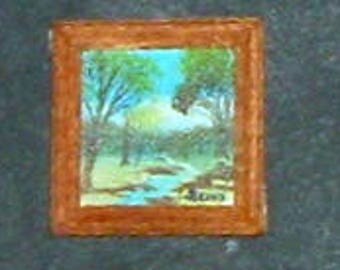 Miniature WINTER STREAM Oil Painting - Framed (Marilyn Stevens)