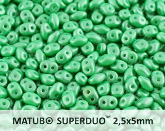 25g (300pcs) Pearl Pastel Light Green Super Duo Czech Glass Seed Beads 5x2.5mm