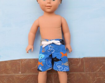 18 Inch Boy Doll Clothes, Boy Doll Swim Trunks, Boardshorts, Boy Doll Shorts, Summer Doll Clothes