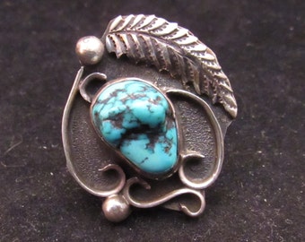Sterling Silver Turquoise Native American Style Turquoise Ring (0009)