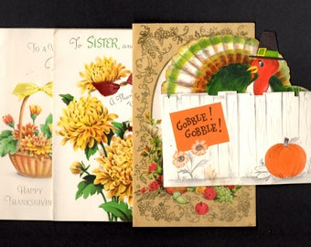 Vintage Thanksgiving Day Greeting Cards - Lot of Four
