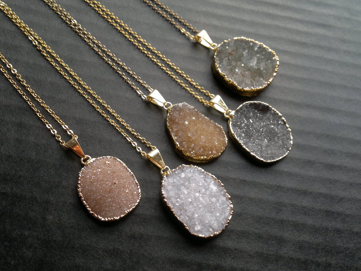 Oval Druzy Necklace Druzy Pendant Druzy Stone Druzy Jewelry