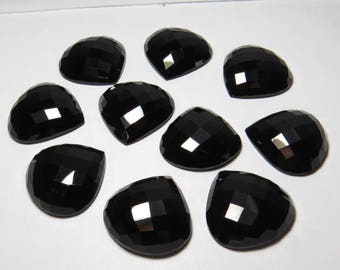 Black ONYX - Heart Shape - Checker Cut Cabochon Size - 25x25 mm - 10 pcs