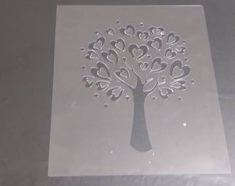 Heart tree valentines stencil
