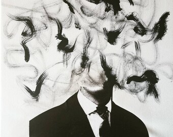 Mess-head no. 010- mixed media - Original Artwork