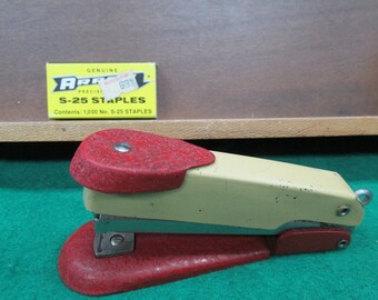 Vintage Mid Century Arrow Stapler and Box of Staples