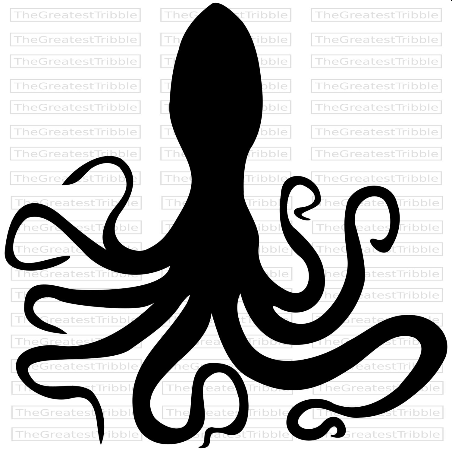 Octopus Silhouette Octopus Outline Clip Art SVG PNG JPG Vector