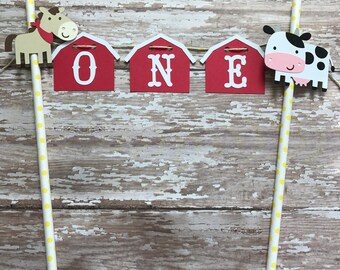 Farm Cake Topper - Farm Smash Cake - First Birthday - Farm Birthday - Barnyard Bash - Farm Birthday Banner - Farm Party - Farm Theme