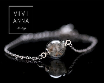 Silver bracelet with REAL DANDELION seeds A048