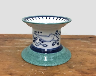 Vintage Pillar Candleholder - Villeroy & Boch Switch - Blue Bird - Ceramic