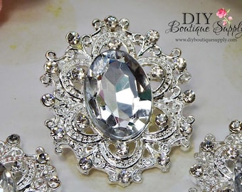 Large Rhinestone Buttons Crystal Buttons Flatback Embellishment For Shoe Clips Invitations Headbands Bows flower centers 3pc 35mm 794045