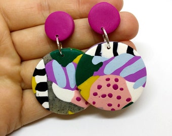 Gor(wo)man - Polymer clay statement dangle earrings