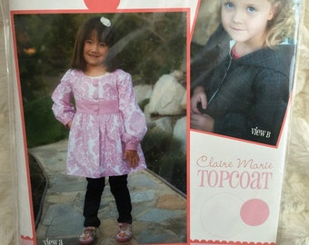 Claire Marie Topcoat Pattern by Izzy and Ivy Sewing Pattern UC FF Uncut Size 2 3 4 5 6 7 8 10 Girls