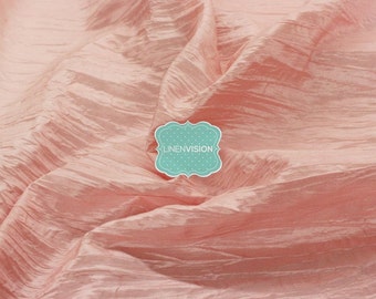 Fabric by the Yard - Crushed Taffeta Fabric - Polyester 54" Wide Crushed Accordian Taffeta Fabric - Blush Pink