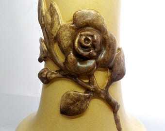 Red Wing Rumrill Pottery, Rare Yellow Georgia Rose Group Vase, 196 Medallion Line, Home Decor
