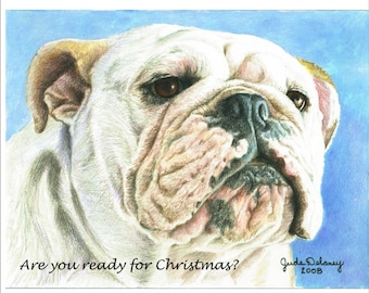 English Bulldog Christmas cards in full color