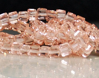 20 pcs 4mm Faceted Transparent Pink Glass Cube Beads PC