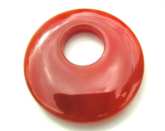 Red Agate Donut Pendant Bead ONE