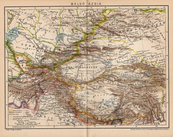 Antique map of Inner or Central Asia from 1893