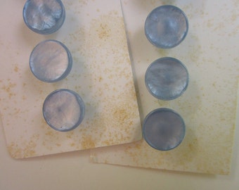 10 Vintage Buttons, 7/16" Frosted Blue, Extended Shank Buttons, on 2 Original Cards