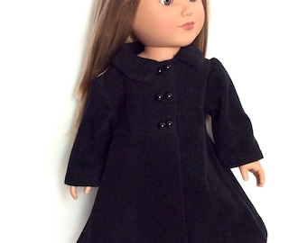 Black Doll Coat, Corduroy Doll Coat, Winter Doll Clothes, 18 Inch Doll Clothes, Made to Order