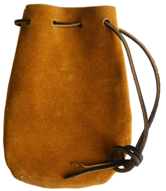 Suede Drawstring Leather Pouch 6 x 4 1/2